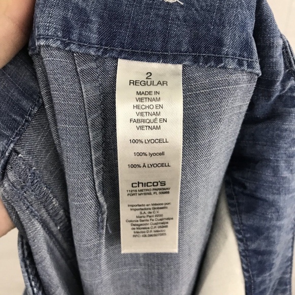 Chicos SZ 2 US 12 Platinum Chambray Trouser Pants - Picture 7 of 8